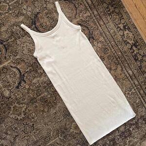 H&M Ribbed Jersey Midi Scoop Neckline Tank Dress White Large